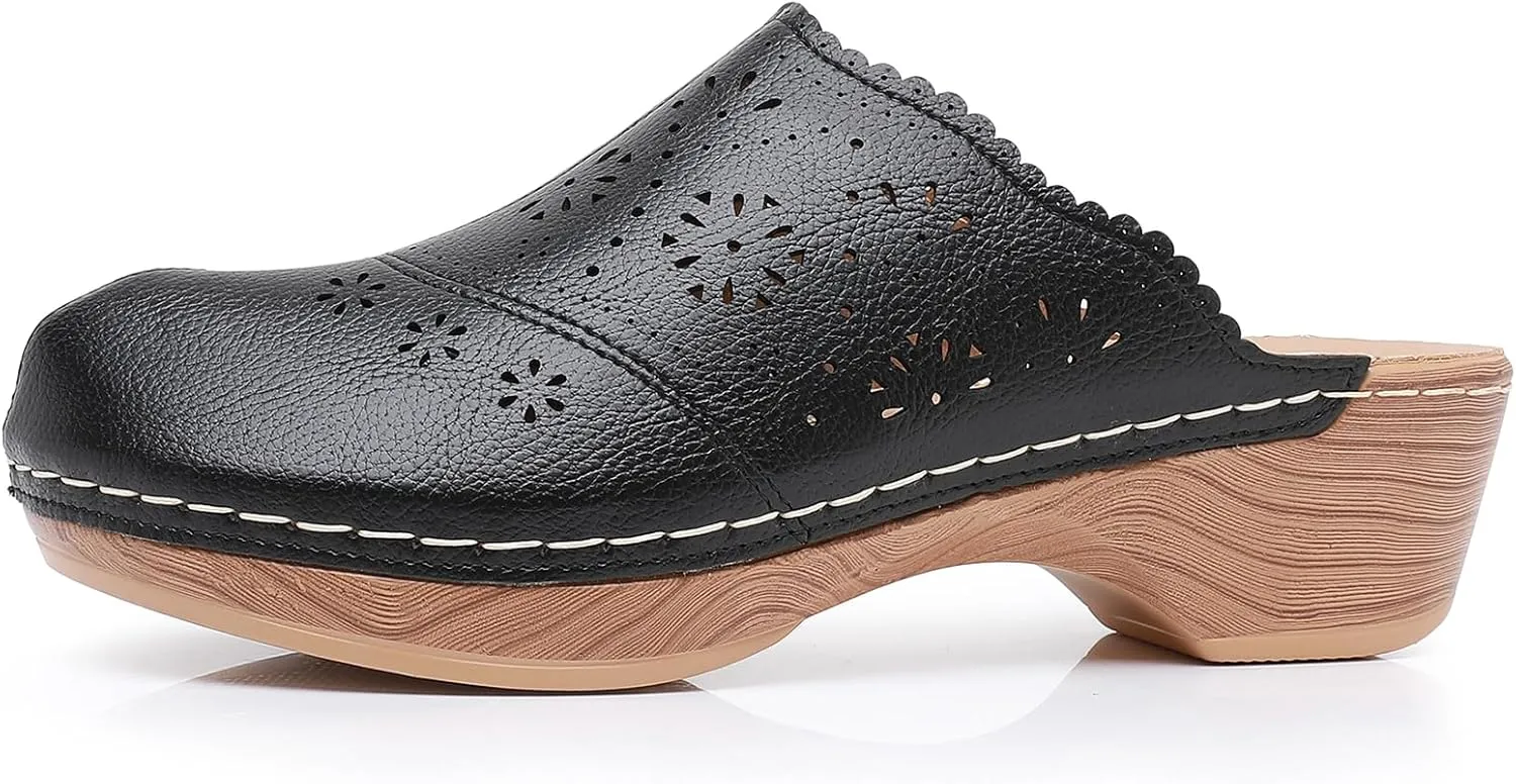 Altxic Women's Cut-Out Vamp Comfortable Slip On Open Back Mule Clogs