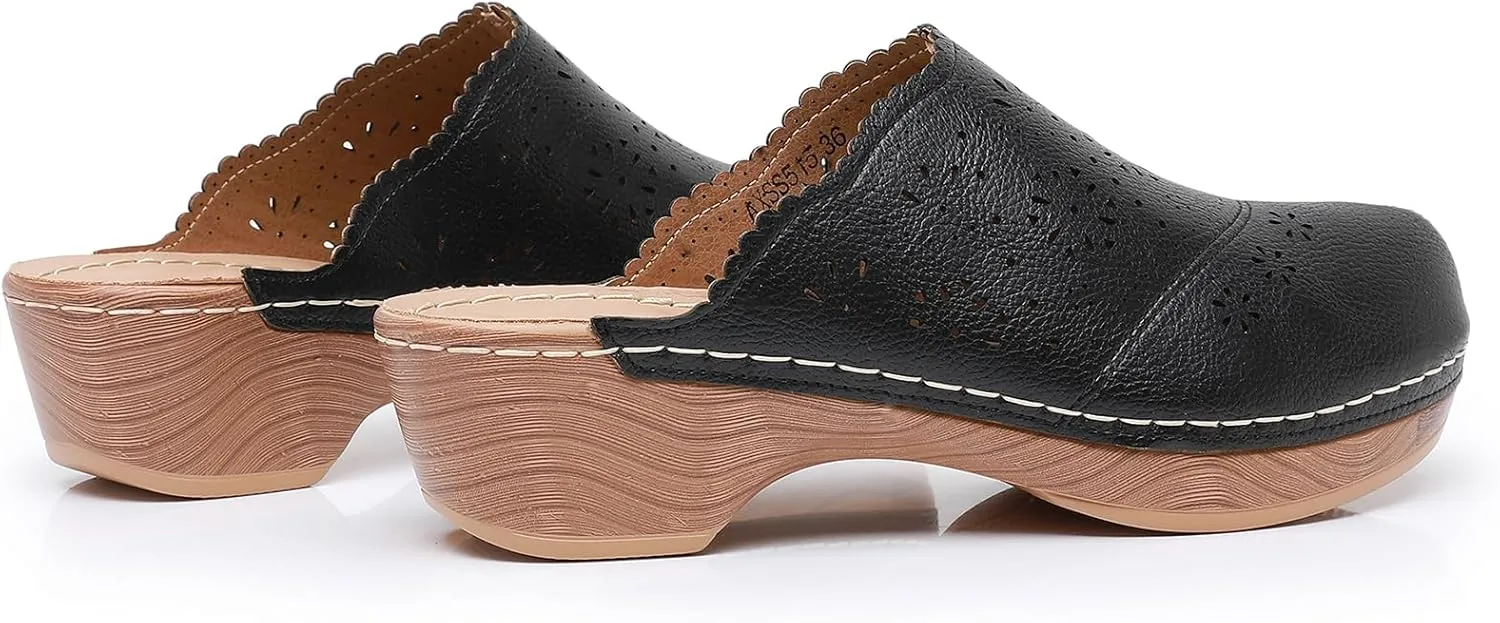 Altxic Women's Cut-Out Vamp Comfortable Slip On Open Back Mule Clogs