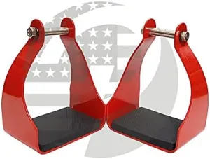 Aluminum Trail Stirrups Western Horse Endurance Stirrups RED 2.25 Inch Neck