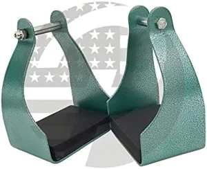 Aluminum Trail Stirrups Western Horse Endurance Stirrups Texture Green 2.25 Inch Neck