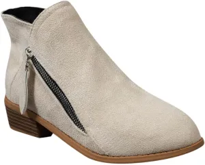 Ankle Boots for Women, Ladies Suede Booties Comfy Stacked Low Heels Short Boots with Zipper Dressy Casual Shoes