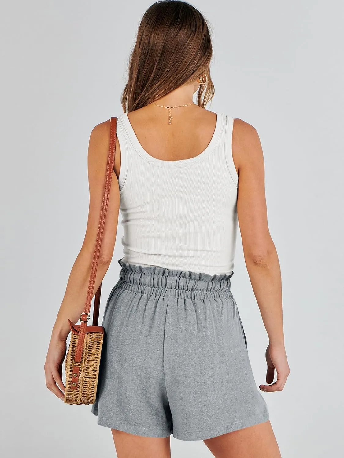 ANRABESS Linen Shorts for Women Summer Casual Wide Leg Loose High Waist Drawstring Dressy Beach Shorts 2025 Comfy Clothes