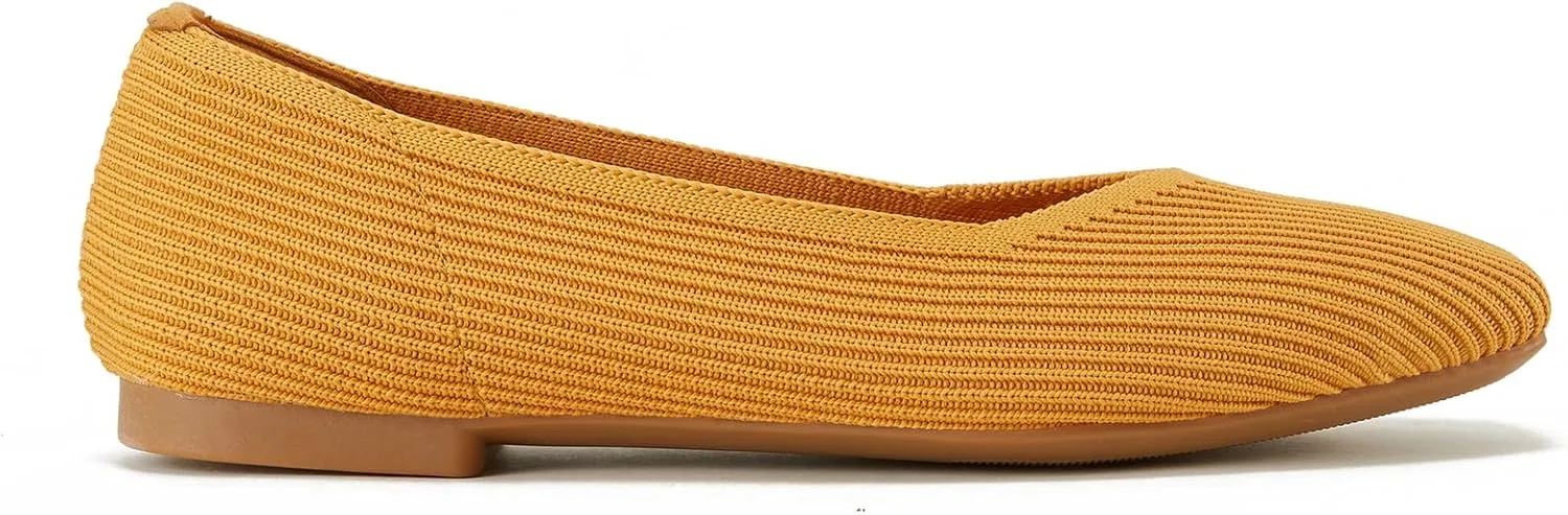 Arromic Black Flats Shoes for Women, Square Toe Ballet Flats Shoes, Washable Comfortable Knit Flats for Women, Soft Slip on Black Flats for Dressy Wedding Work Office Casual