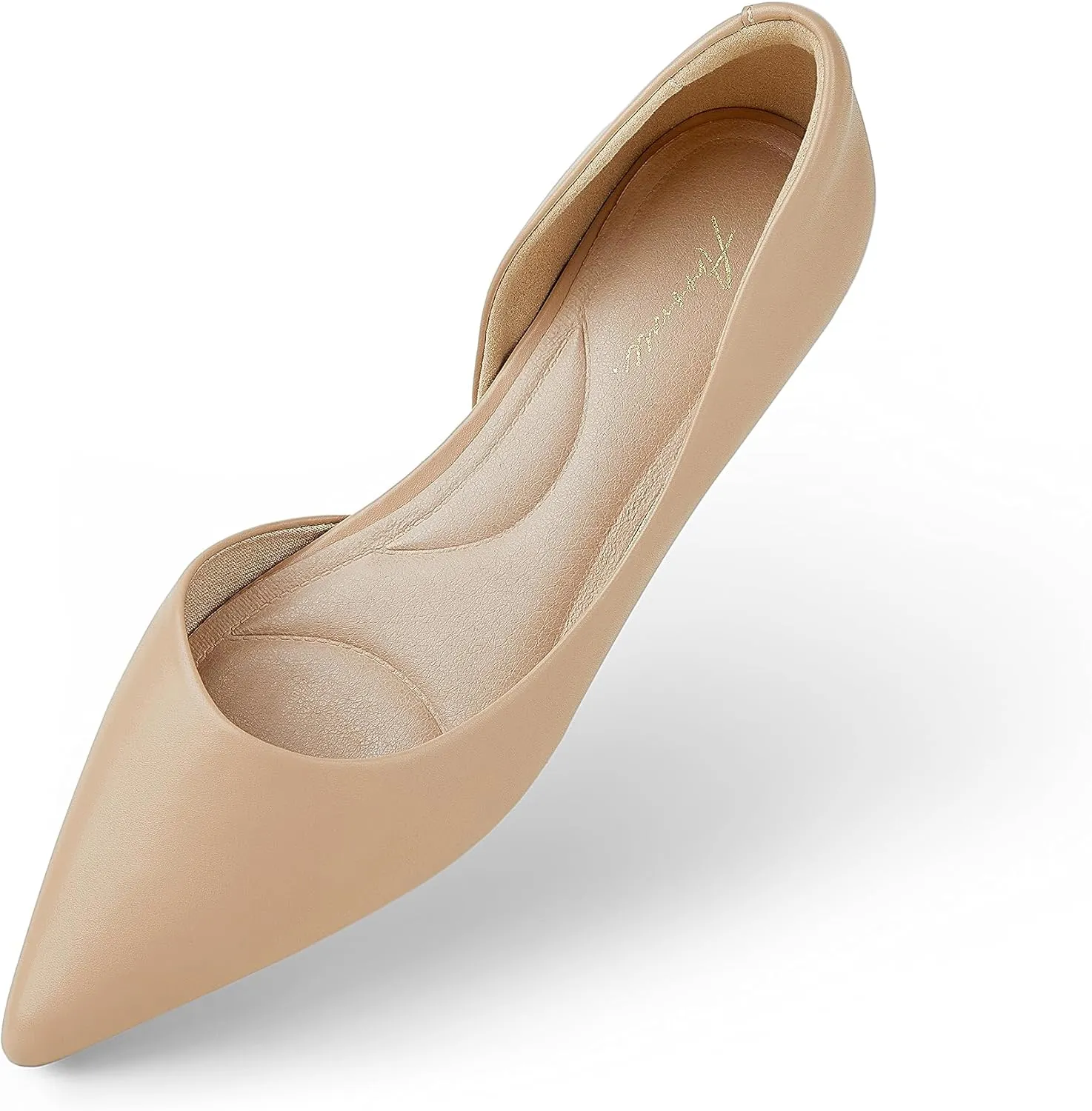 Arromic Flats Shoes for Women, Low Wedge Pointed Toe Women Flats with Arch Support, Heel Pad and Inner Heel, Comfortable Slip on Flats for Office Work Casual Dressy Wedding