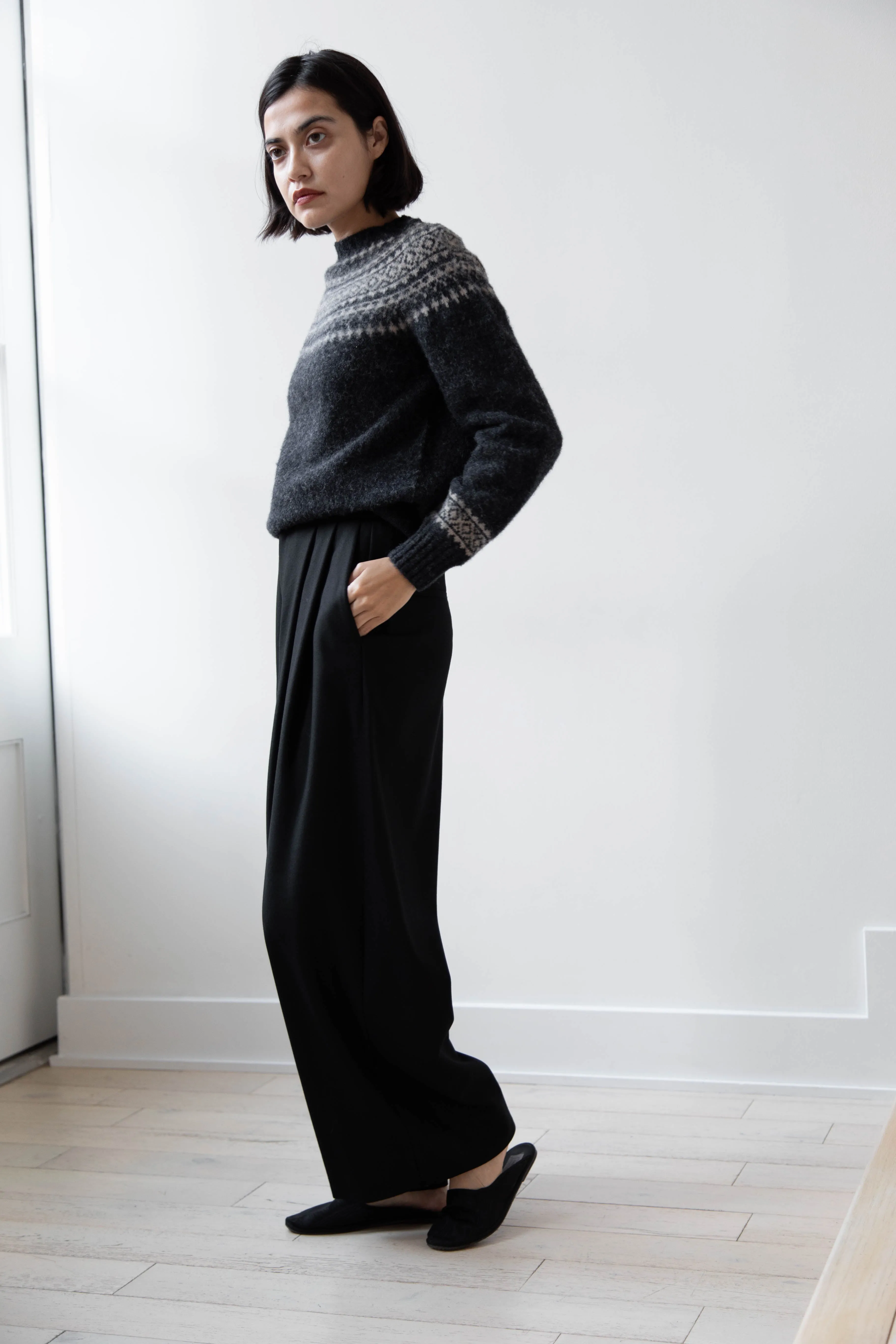 Aton | Wide Easy Pants in Black
