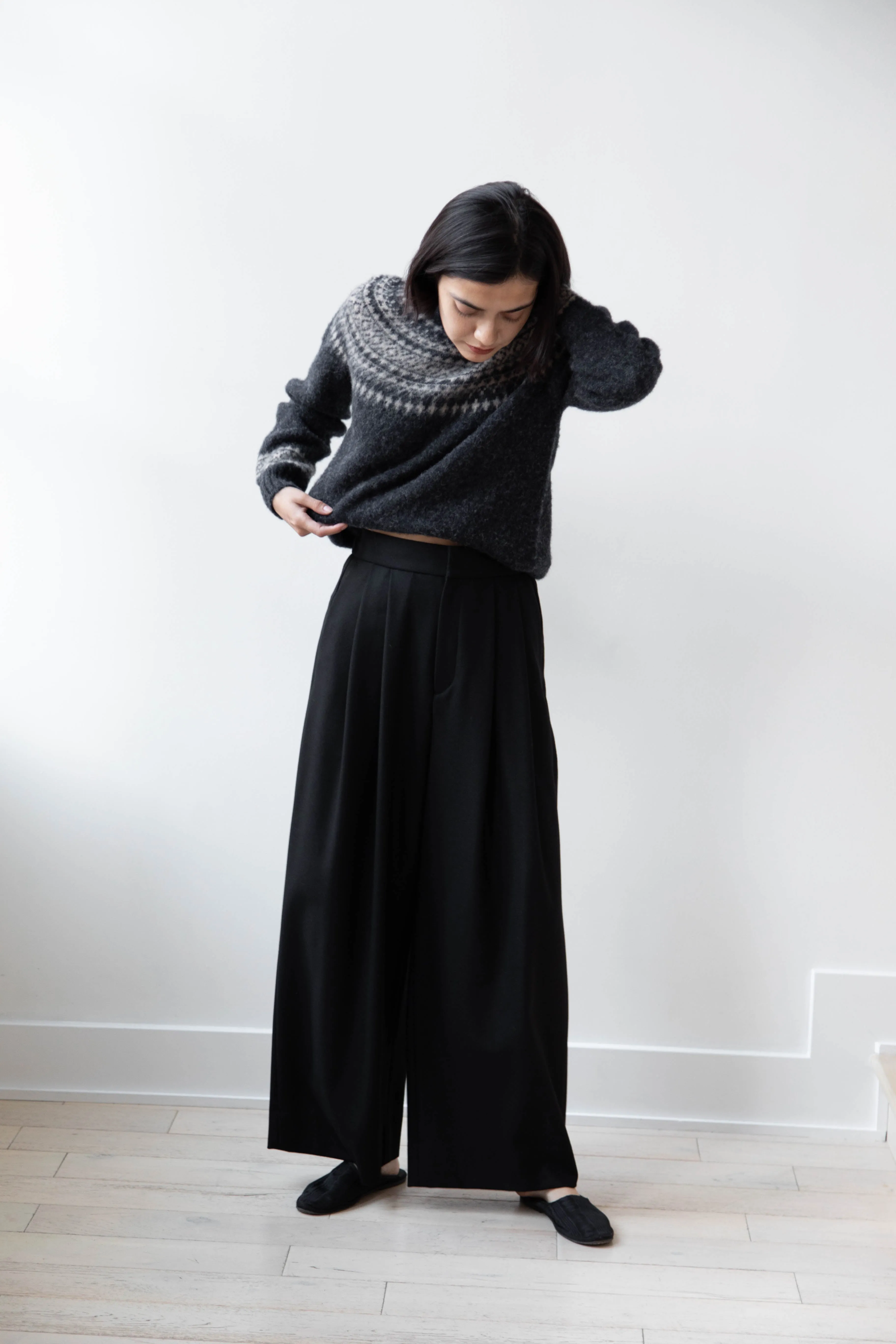 Aton | Wide Easy Pants in Black