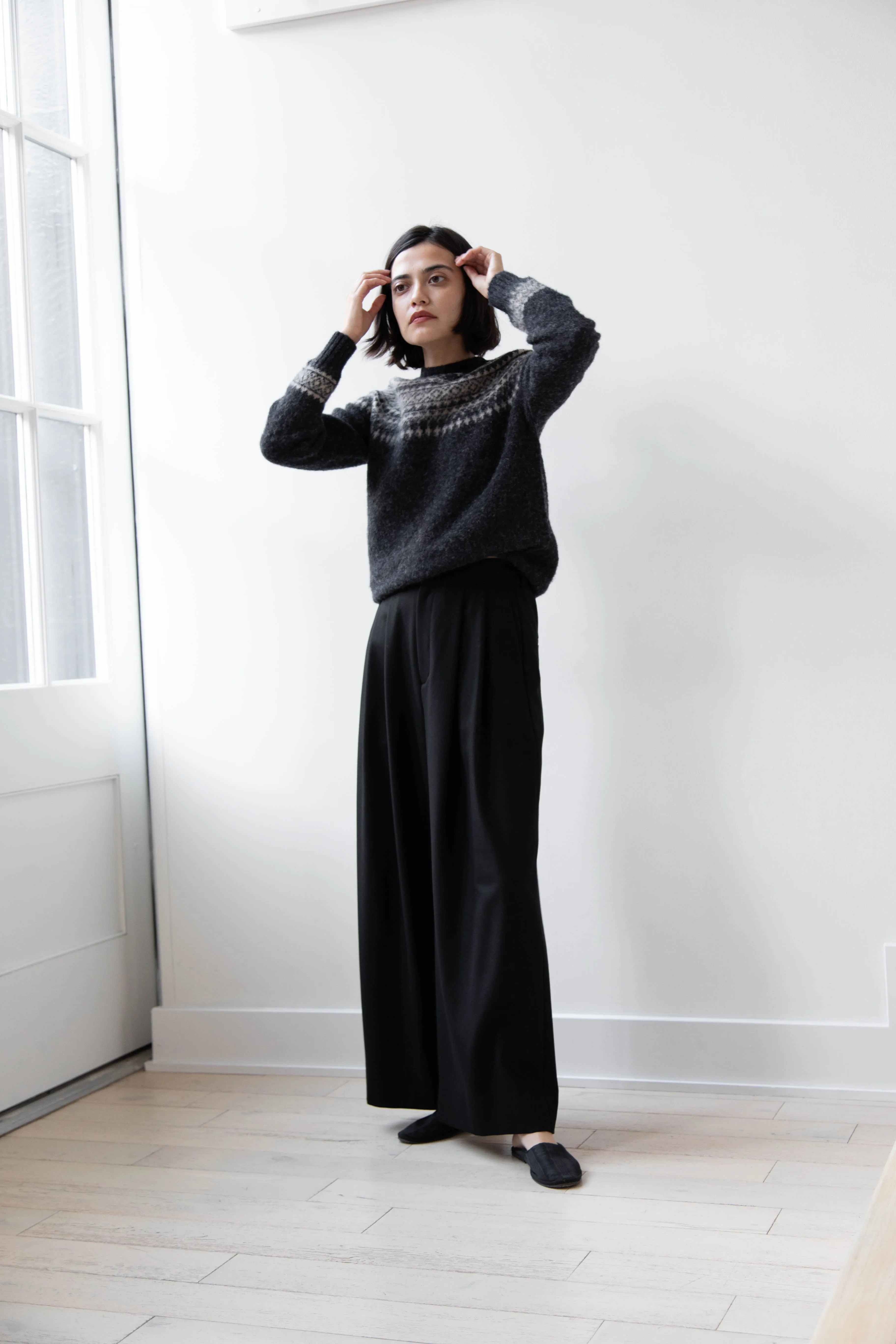 Aton | Wide Easy Pants in Black
