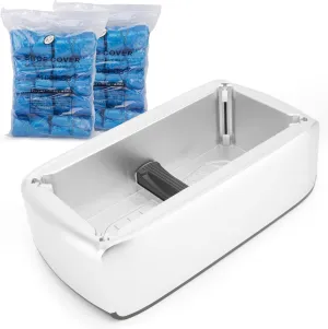 Automatic Shoe Cover Dispenser with 200 Pcs Disposable Waterproof T-Buckle Shoe Covers, Shoe Cover Machine Fits Shoes up to Men's Size 12, for House, Office, Supermarket, Factory, Hospital (Silvery)