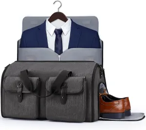 BAGSMART Garment Bags for Travel, Convertible Garment Duffle Bag Suit Bags for Men Women, 2 in 1 Garment Bags for Hanging Clothes, Carry On Duffle Bag with Shoe Compartment, Black