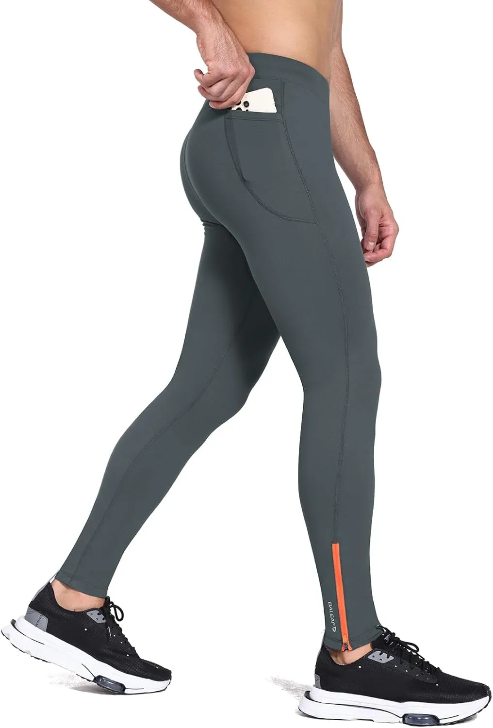 baleaf Men's Winter Running Tights Thermal Cycling Pants Water Resistant Fleece Leggings Zipper Pockets Cold Weather Gear