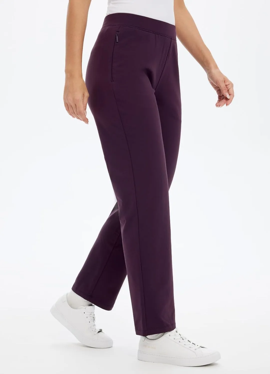 baleaf Women's Fleece Lined Pants Straight Leg Sweatpants Pull-on Dress Pants with Zipper Pockets Athletic for Golf Running