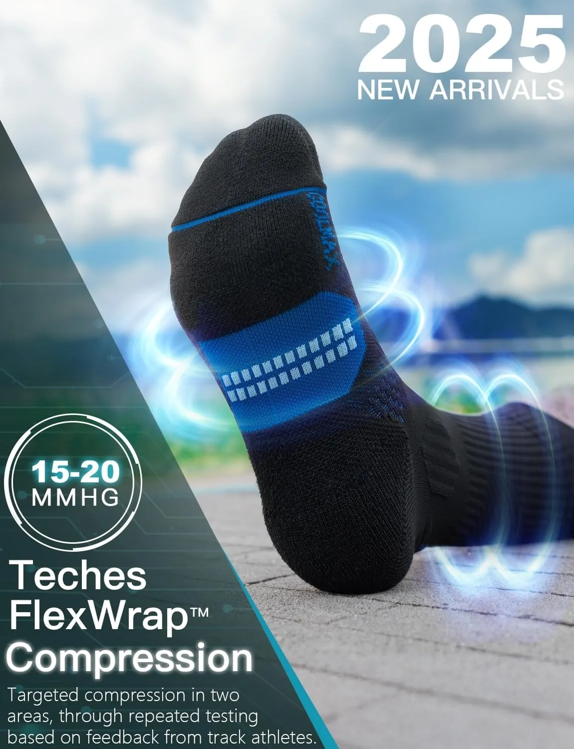 Bamboo Viscose Coolmax Crew Compression Running Socks Athletic Hiking Basketball Workout Moisture Wicking AntiBlister