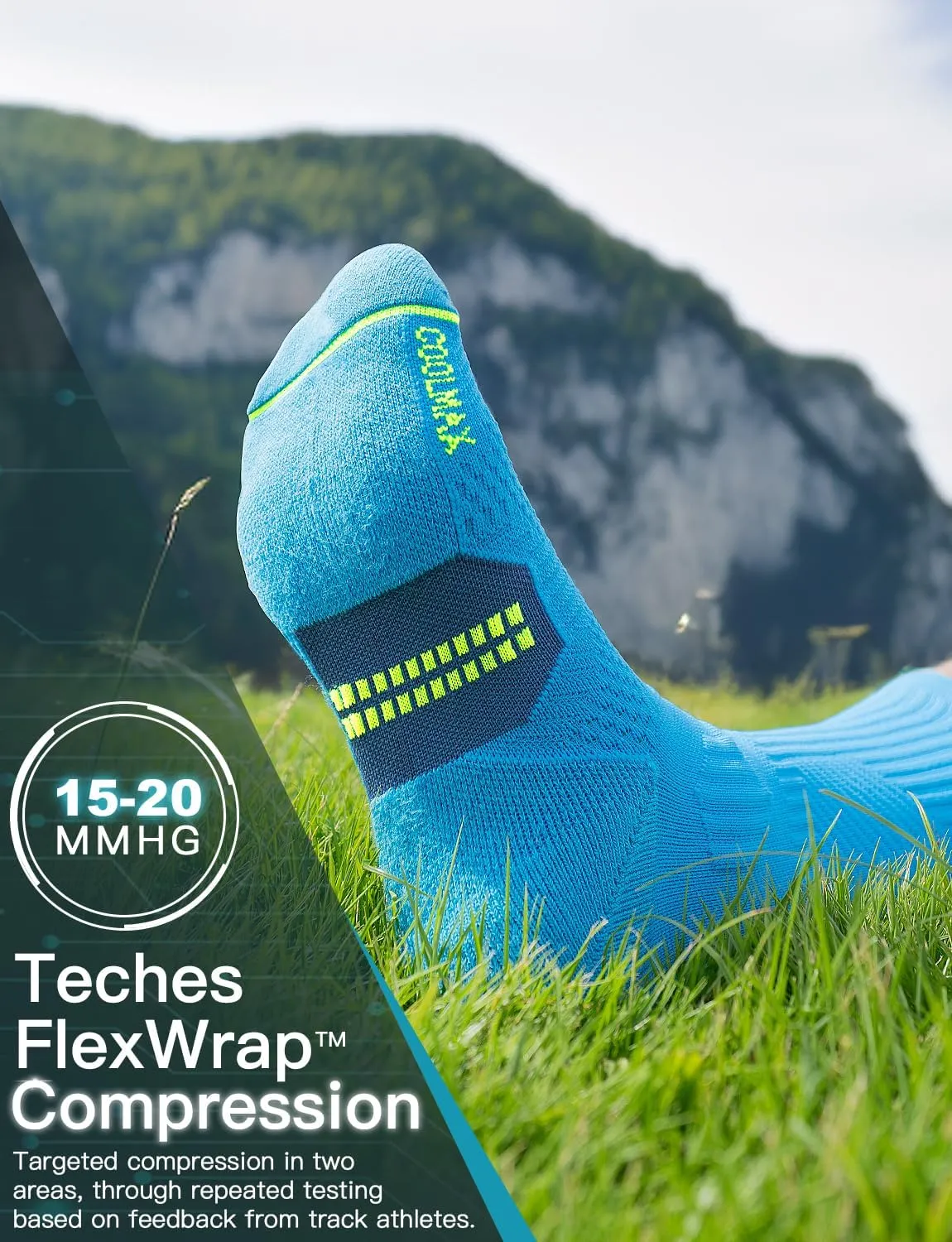 Bamboo Viscose Coolmax Crew Compression Running Socks Athletic Hiking Basketball Workout Moisture Wicking AntiBlister