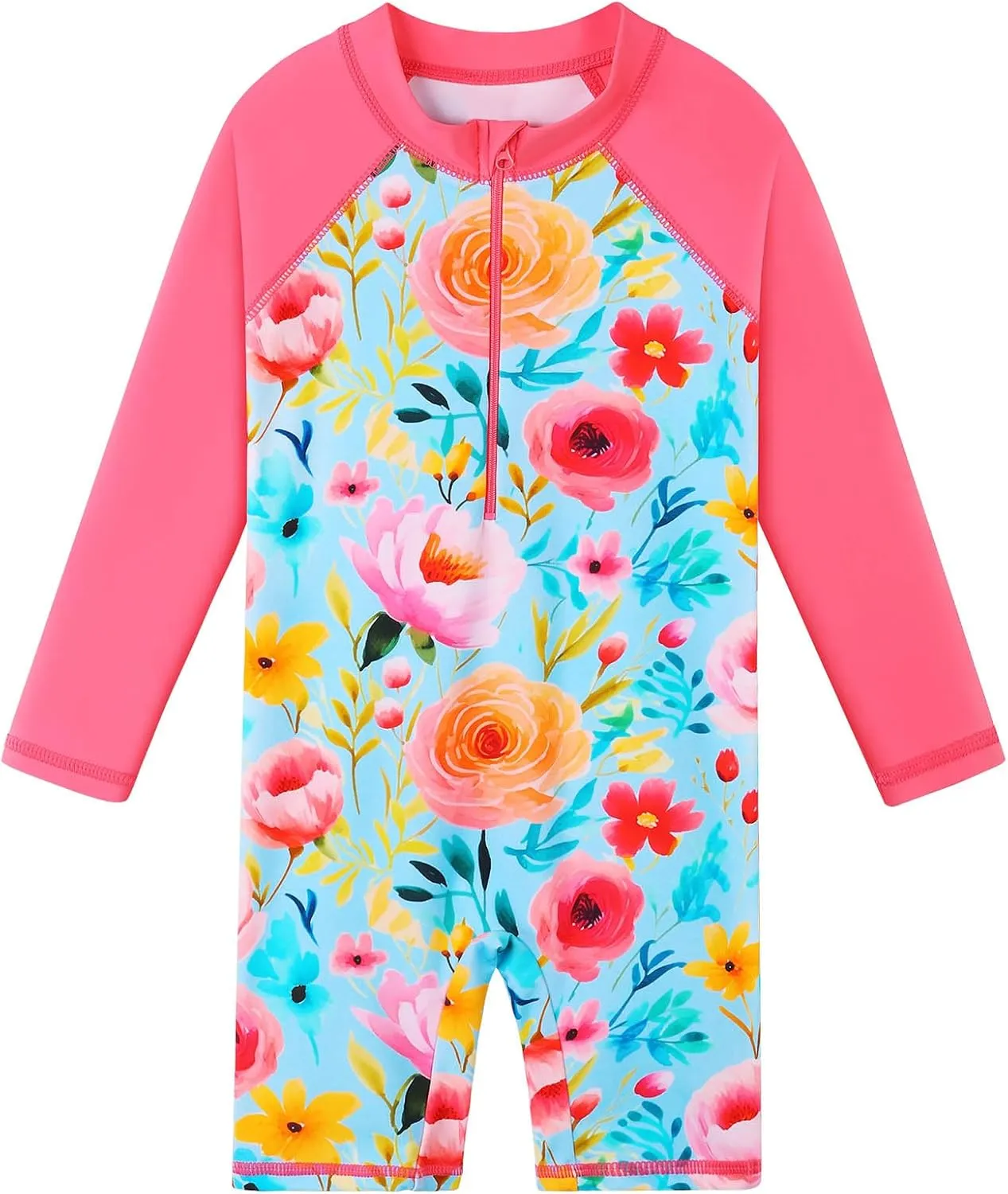 BAOHULU Girls One Piece Long Sleeve Swimsuit UPF 50  UV Bathing Suit Zipper Closure Beach Rashguard Swimwear