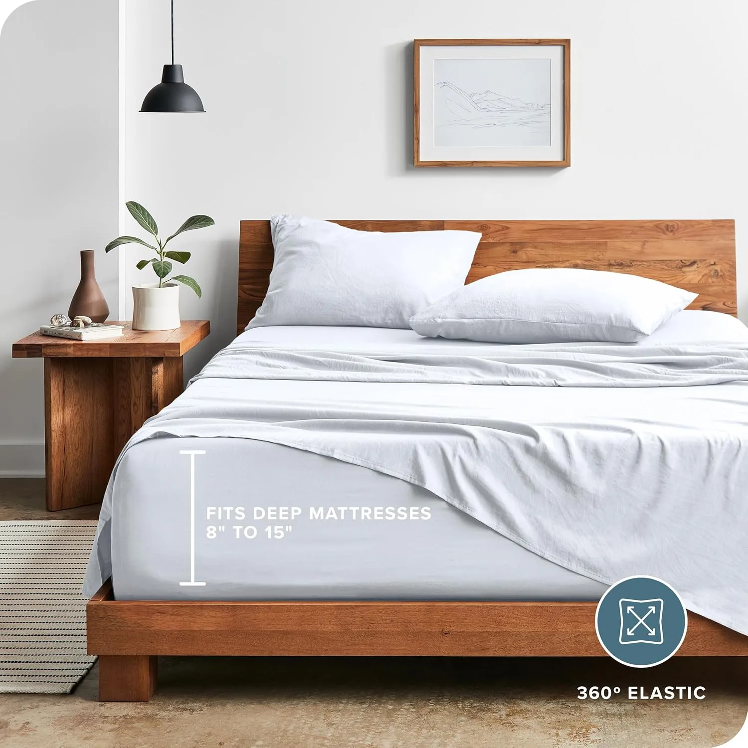 Bare Home Queen Sheet Set - Luxury 1800 Ultra-Soft Stonewashed Microfiber - Double Brushed - Deep Pockets - Easy Fit - Breathable Bedding - Sheet Sets & Pillowcases (Queen, White)