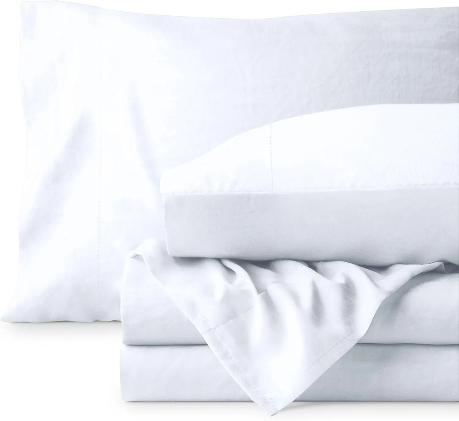 Bare Home Queen Sheet Set - Luxury 1800 Ultra-Soft Stonewashed Microfiber - Double Brushed - Deep Pockets - Easy Fit - Breathable Bedding - Sheet Sets & Pillowcases (Queen, White)