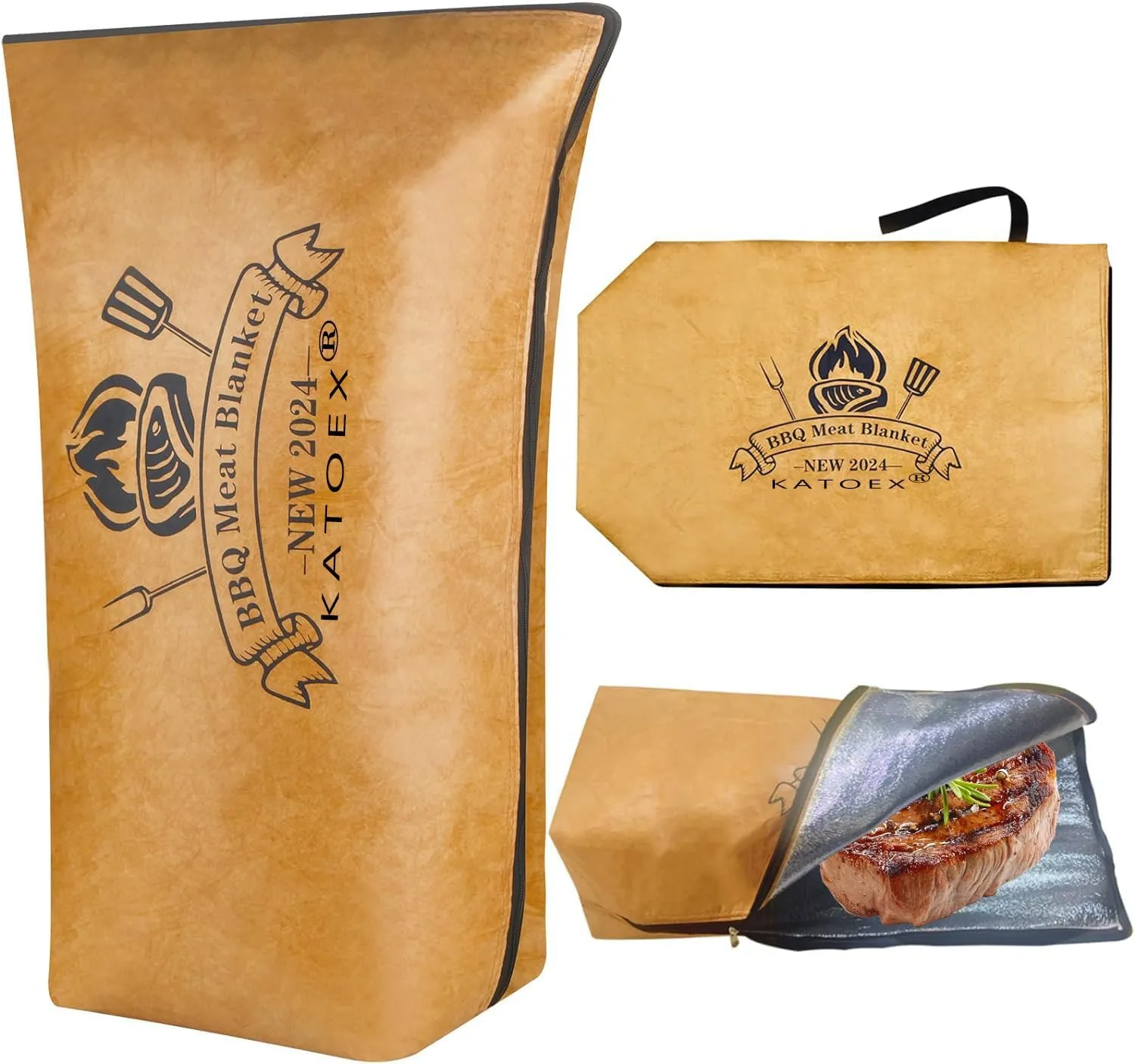 BBQ Blanket for Resting Meat, BBQ Brisket Blanket Meat Resting Blanket for Smoking, Grilling Meat Insulated Resting Bag with Wide Mouth for Large Brisket/Turkey (Regular 21in)