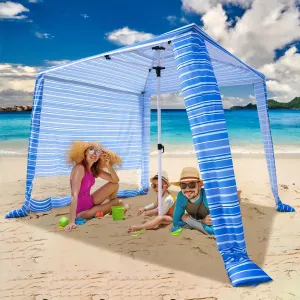 Beach Cabana - Cool 6.2’x6.2’ UPF 50  Sun Shade, Easy Setup & Portable, Waterproof Canopy with Sand Pockets, Side Wall & Beach Umbrella Tent Design - Perfect for Family Trips, Picnics & Camping