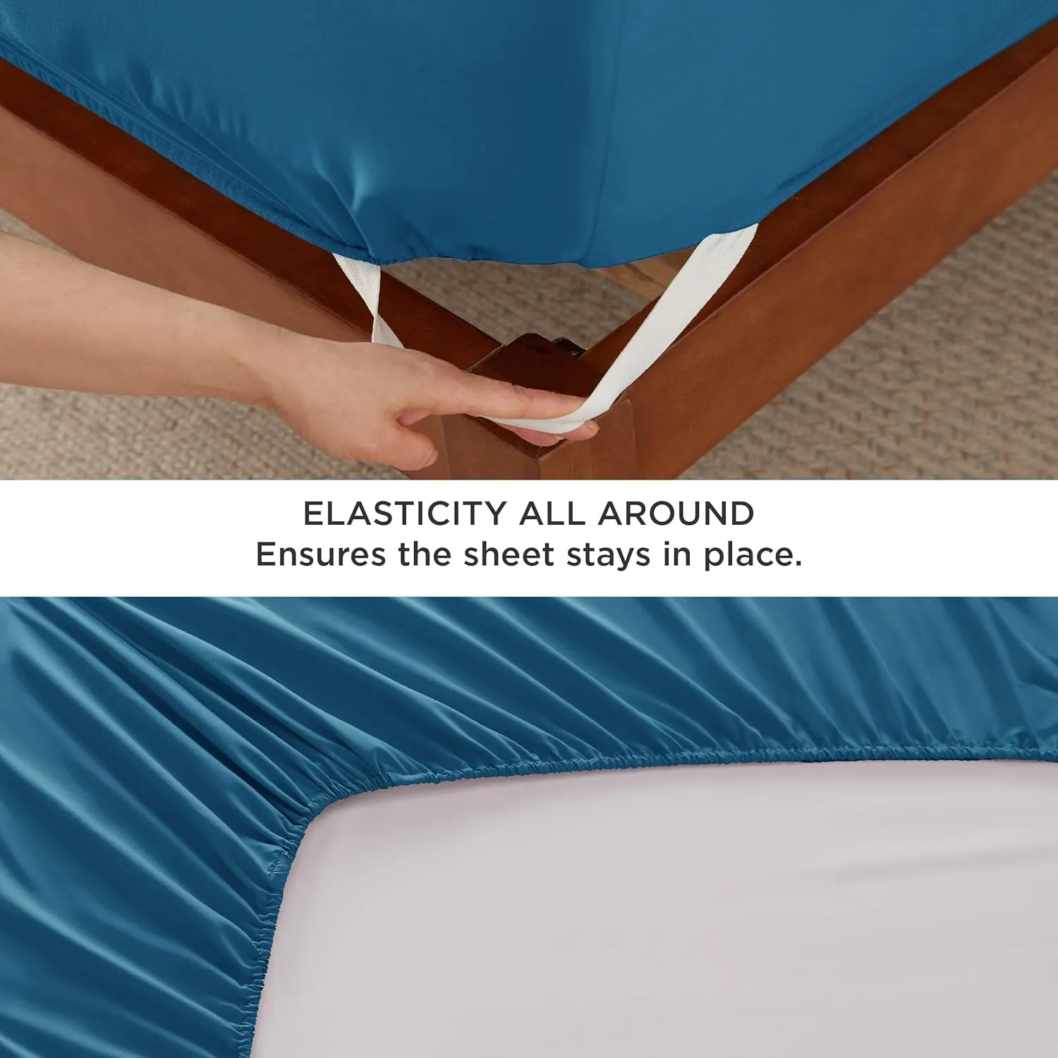 Bedsure Deep Pocket Queen Sheets Set - Fits Mattresses Up to 21 Inches Thick - 4 Piece GentleSoft Bed Sheets, Moisture Wicking, Soft & Cooling Bedsheet & Pillowcases, Easy & Secure Fit, Teal Blue