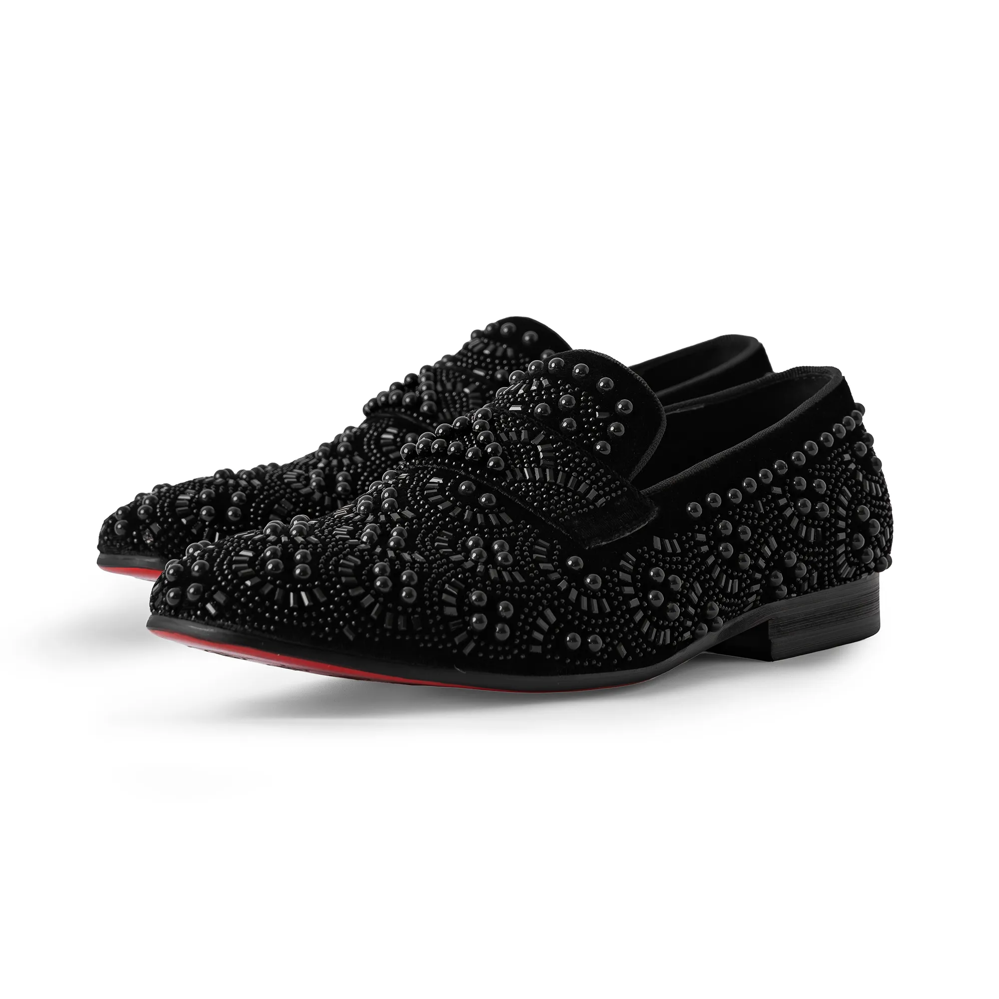 Berlin Rhinestone Pearl Loafers Shoes Black/Black