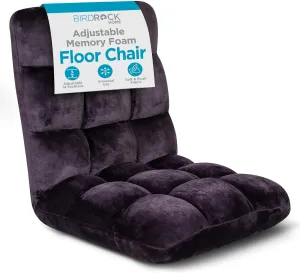 BIRDROCK HOME Adjustable Memory Foam Floor Chair - Ideal for Gaming, Reading, Meditation - Comfortable and Versatile - Suitable for Kids and Teenagers - Comfy Foldable Floor Seat - Eggplant