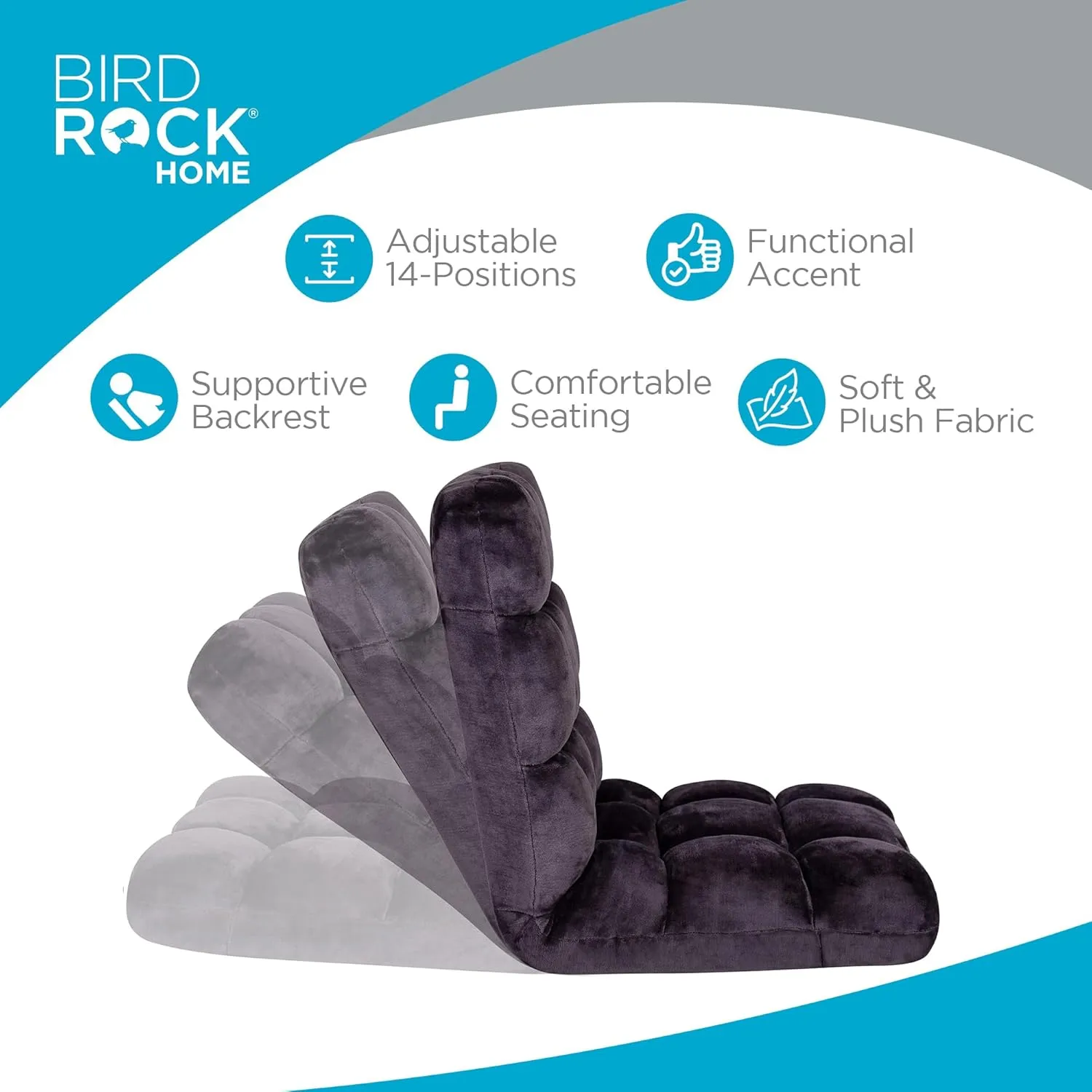 BIRDROCK HOME Adjustable Memory Foam Floor Chair - Ideal for Gaming, Reading, Meditation - Comfortable and Versatile - Suitable for Kids and Teenagers - Comfy Foldable Floor Seat - Eggplant