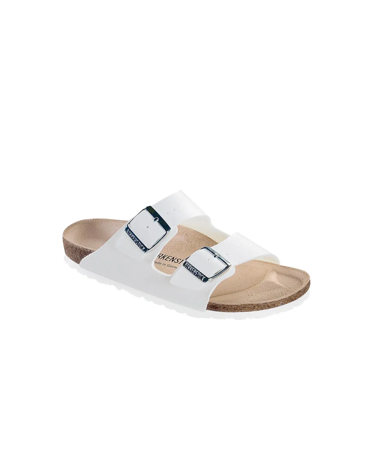 Birkenstock Arizona Birko-Flor White Pewter Buckle Sandals