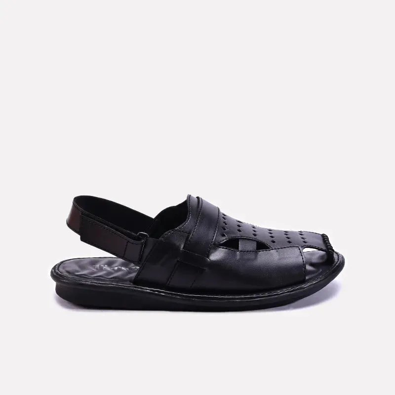 Black Comfy Roman Sandals For Men 0140976