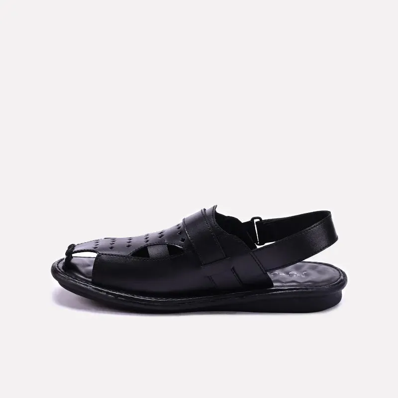 Black Comfy Roman Sandals For Men 0140976