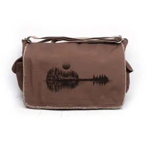 Black Lantern Canvas Messenger Bag - Nature Guitar - Aesthetic Crossbody Bags for Women & Men - Cute Vintage Cross Body Purse, Large Shoulder Bag with Zipper - Backpack for Work, Study, Travel- Brown
