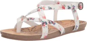 Blowfish Malibu Girls Ankle Strap Sandal Flat, White Starbella, 4 Big Kid