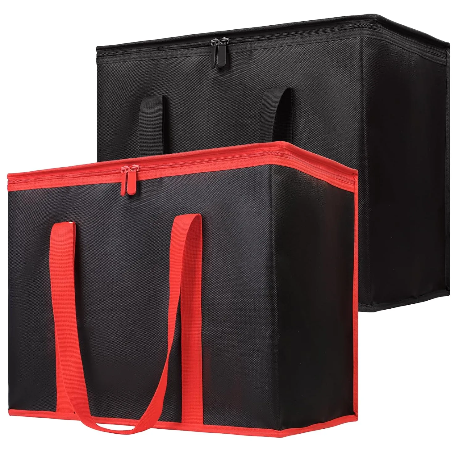 Bodaon Insulated Food Delivery Bag, X-Large Insulated Reusable Grocery Bags with Zippered Top, Cooler Bags for Travel/Camping, Catering Shopping Bag for Groceries, Thermal Bags for Cold and Hot Food