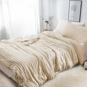 Boho Tufted Twin Duvet Cover Set, Soft Striped Textured Duvet Cover for All Season, 2 Pieces Bedding Set with 1 Pillow Shams, 8 Corner Ties, 7 Buttons (Sand, Twin, 68"x90")