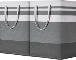 BOOMIBOO 2 Pack Large Laundry Basket,Waterproof Freestanding Laundry Hamper,Collapsible Clothes Basket with Easy Carry Handles in Laundry Room Bathroom Bedroom Dorm,Gradient Grey,75L