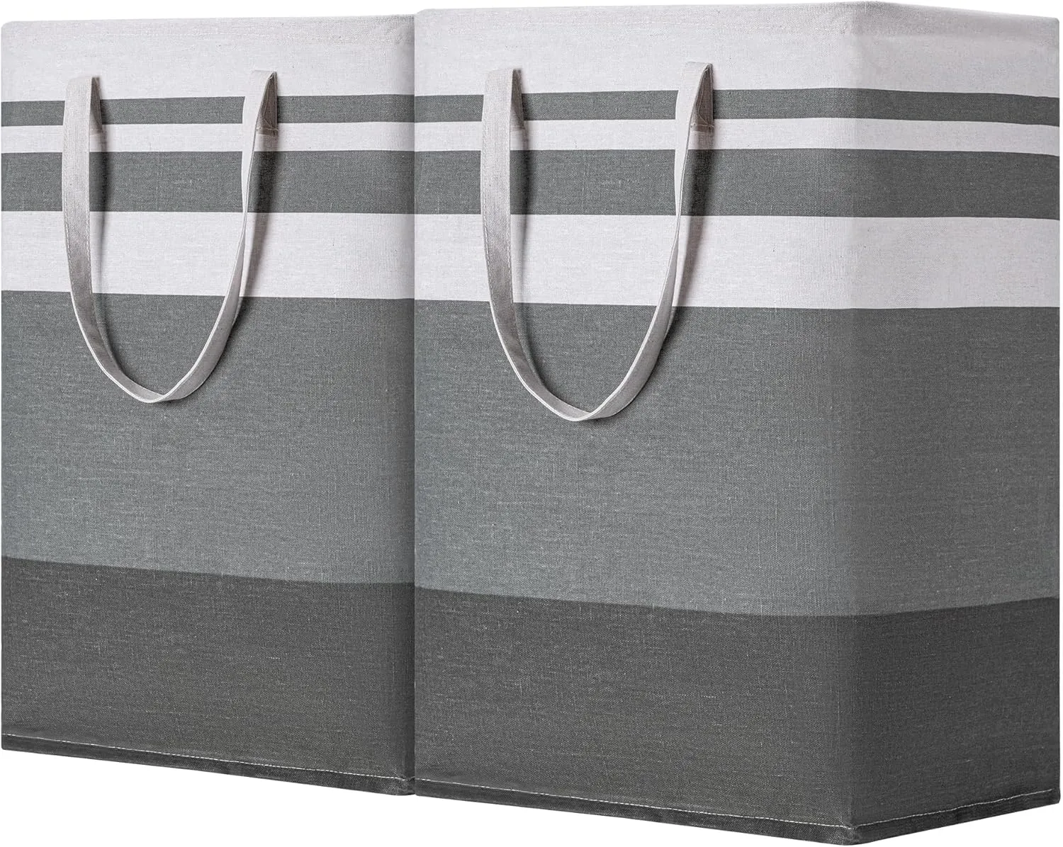 BOOMIBOO 2 Pack Large Laundry Basket,Waterproof Freestanding Laundry Hamper,Collapsible Clothes Basket with Easy Carry Handles in Laundry Room Bathroom Bedroom Dorm,Gradient Grey,75L