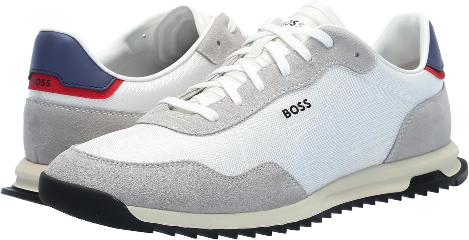 BOSS Men's Zayn Low Profile Suede Leather Two Tone Sneaker