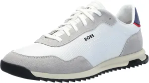 BOSS Men's Zayn Low Profile Suede Leather Two Tone Sneaker