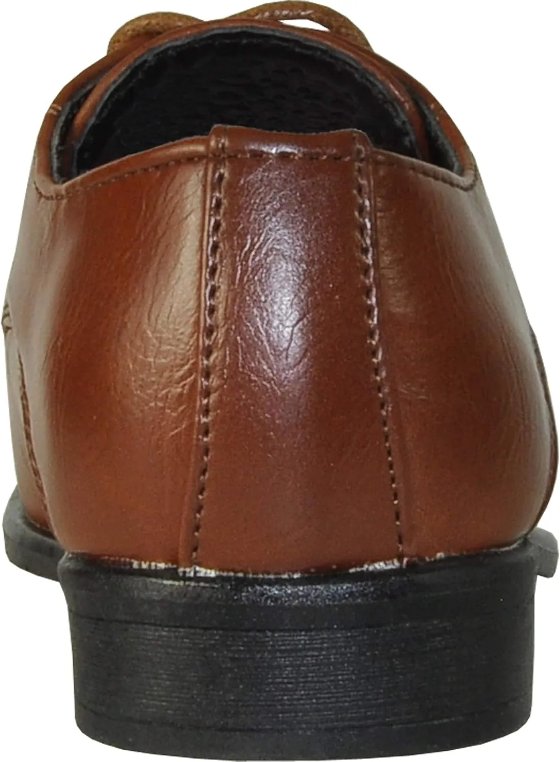 bravo! Boy Dress Shoe King Lace-up Oxford Plain Toe or Cap Toe Leather Sock for School Uniform Formal Event Size from Toddler to Youth Black Brown Cognac