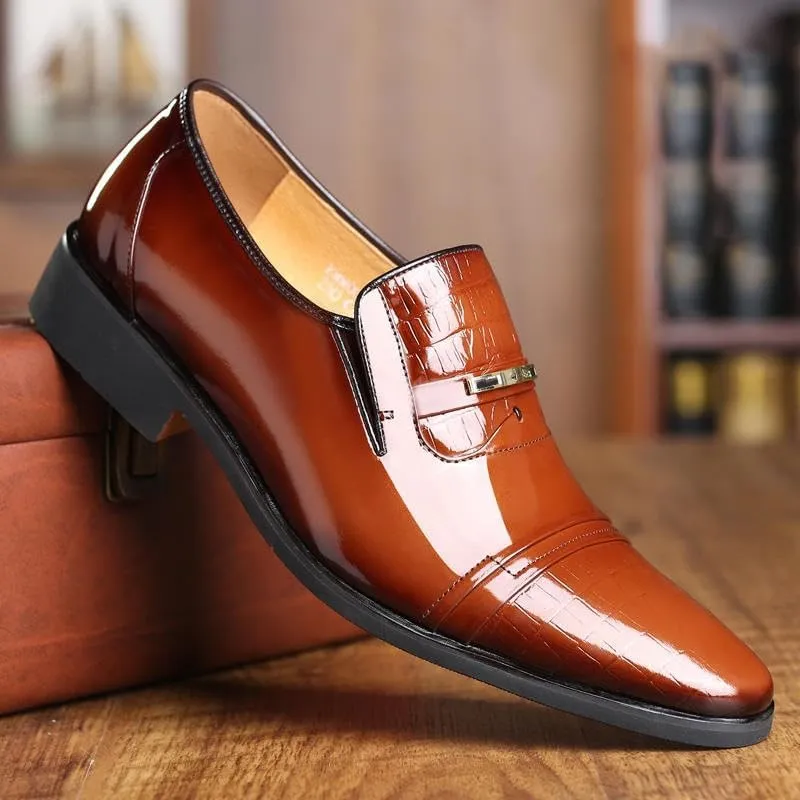 Brown Dress Shoe Slip-On Pointed Toe Mens Men Classic Dress Shoes Crocodile Leather Business Casual Formal Sneakers Plus Size Office Wedding Party Oxford Shoes