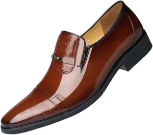 Brown Dress Shoe Slip-On Pointed Toe Mens Men Classic Dress Shoes Crocodile Leather Business Casual Formal Sneakers Plus Size Office Wedding Party Oxford Shoes