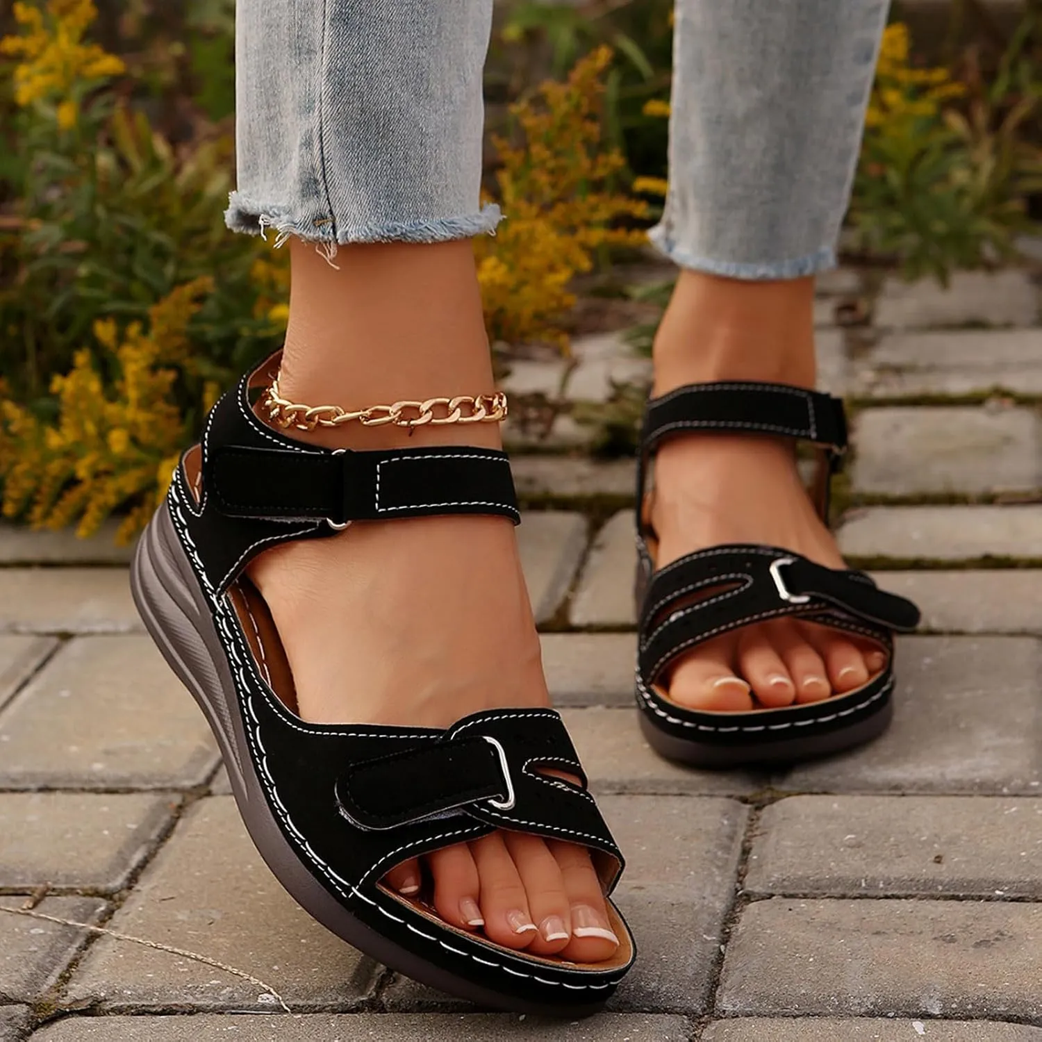 Brown Sandals for Women Hiking Comfy Sport Walking Sandal Outdoor Athletic Water Shoes with Three Adjustable Straps Beach Shoe