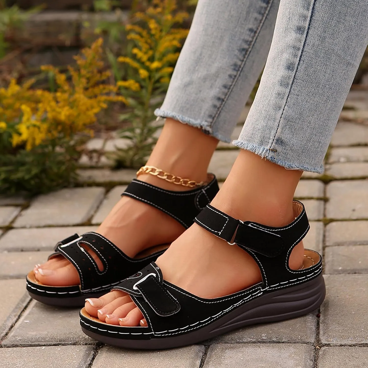 Brown Sandals for Women Hiking Comfy Sport Walking Sandal Outdoor Athletic Water Shoes with Three Adjustable Straps Beach Shoe