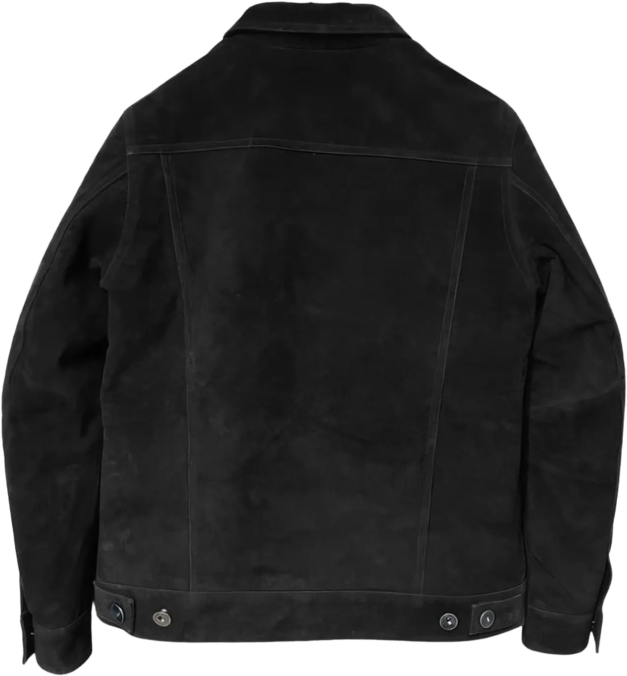 Burning Rock Men’s Black Genuine Suede Classic Shirt Collar Third Generation Cowboy Native American Vintage Leather Jacket