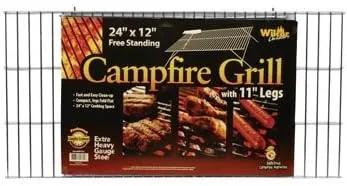 Campfire Grill Grid with Folding Legs, 12"x24"