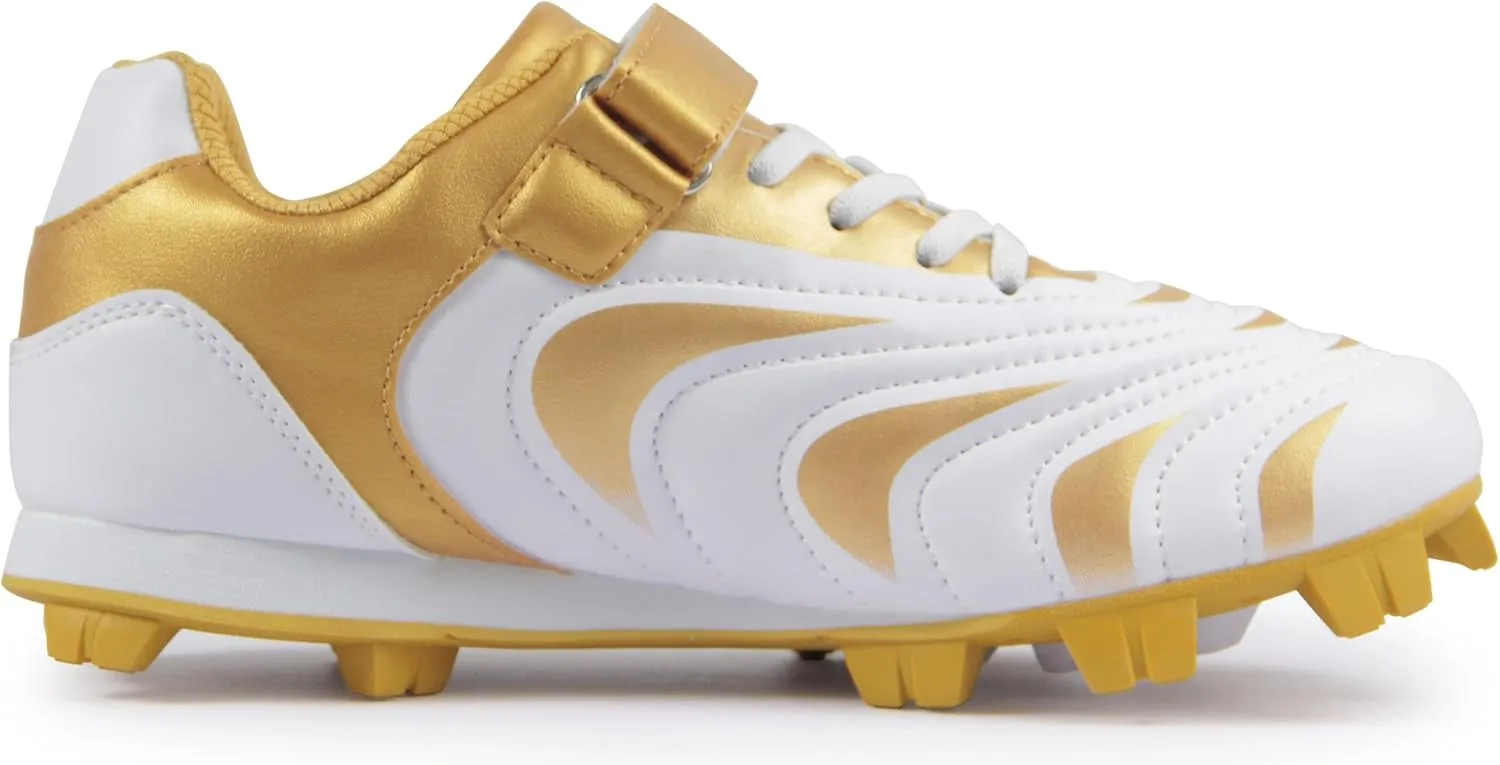 CAMVAVSR Unisex-Child Baseball Cleats Kids Softball Shoes for Boys Girls Rubber Molded Little Children Big Youth Sneakers Easy to Wear Sports Footwear