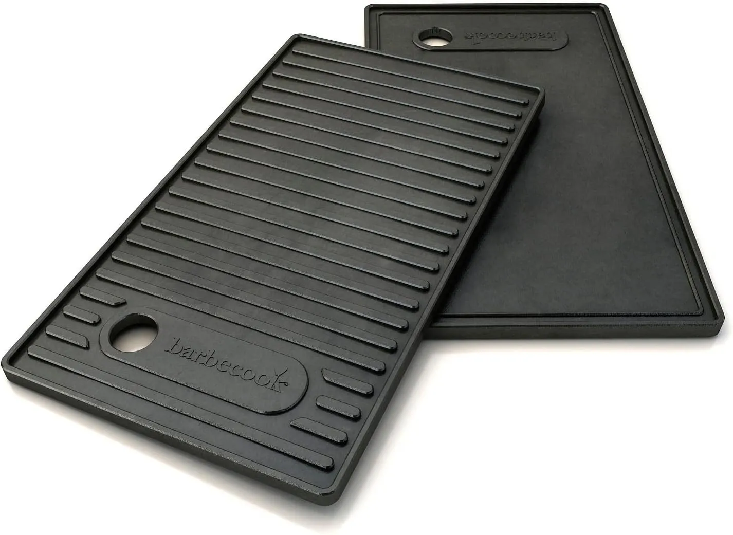 Cast Iron Gas Grill Plate with Flat and Ribbed Side Rectangular 45 x 23 x 1.5 cm