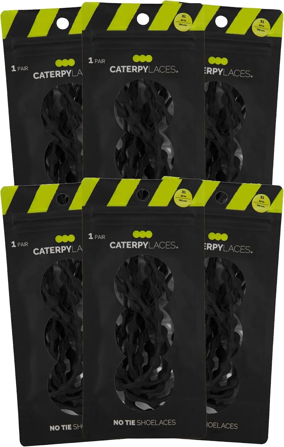 Caterpy Run - The Ultimate Elastic No Tie Shoelaces for Adults & Kids (3 & 6 Pack)