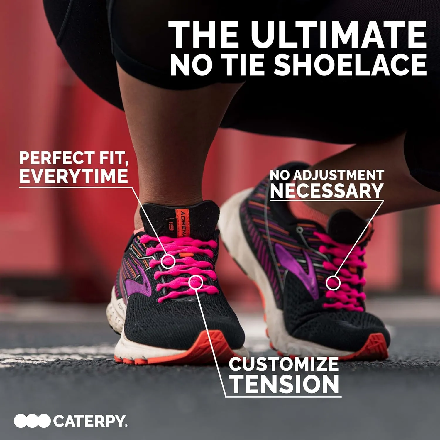 Caterpy RUN - Ultimate Elastic No-Tie Shoelaces | Custom Fit, Comfortable, Easy Install | For Adults, Kids, Running & Sports