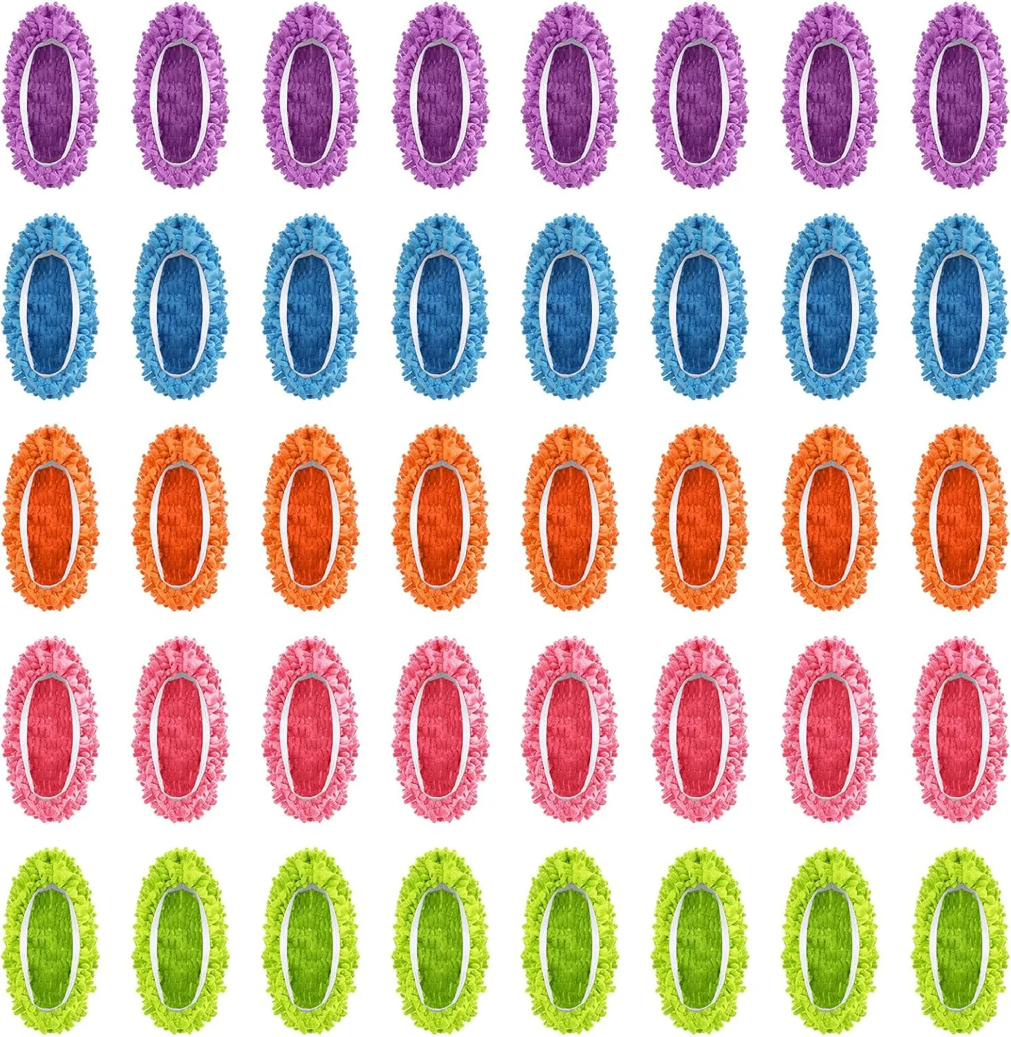 CHENGU 40 Pcs Mop Slippers Shoes Cover for Floor Cleaning Mop Socks Soft Washable Reusable Microfiber Foot Socks Floor Dust Dirt Hair Cleaner for Bathroom Office Kitchen House Cleaning