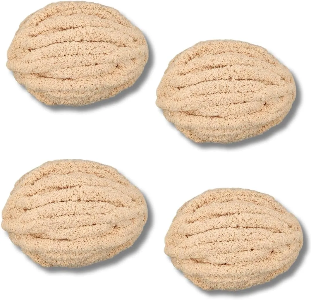 Chunky Yarn No7 Thick Yarn, 250 Grams 32 Yards (Almond, Pack of 4)
